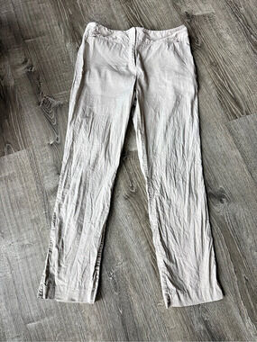 Eileen Fisher Linen Viscose Stretch Pants Beige Neutral Quiet Luxury